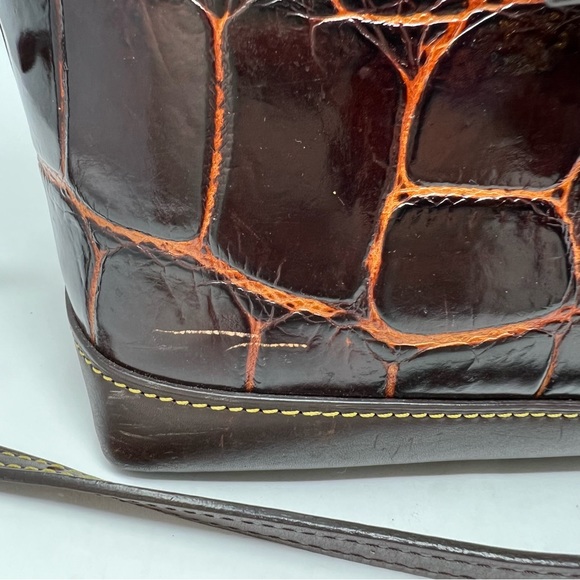 Dooney & Bourke Dillen Crocodile Bag Double Pocket Satchel Reptile Embossed - Picture 5 of 14